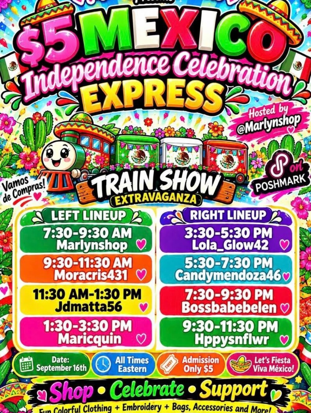 Train show tittle: $5 Mexico Independence Celebration Express Train Show 🇲🇽🌮
